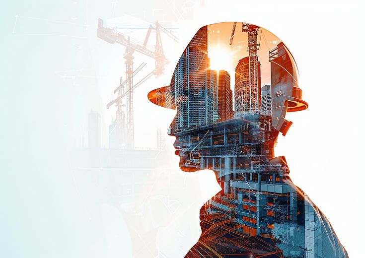 construction industry double exposure concept